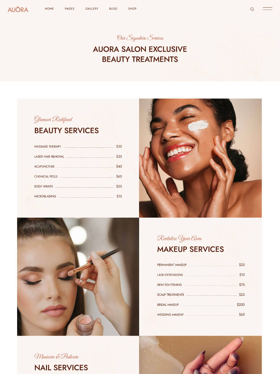 Auora Our Services Grid